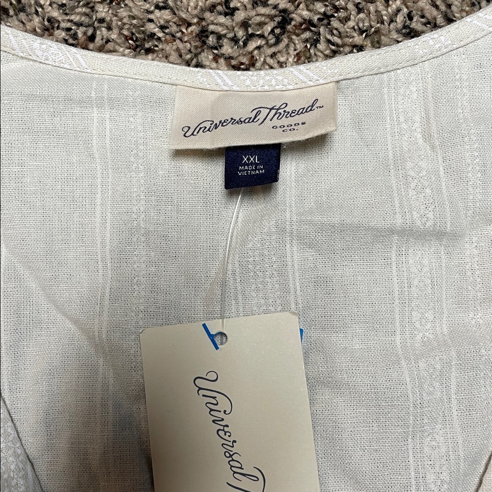 Universal Thread Linen Button Front V Neck A Line… - image 6